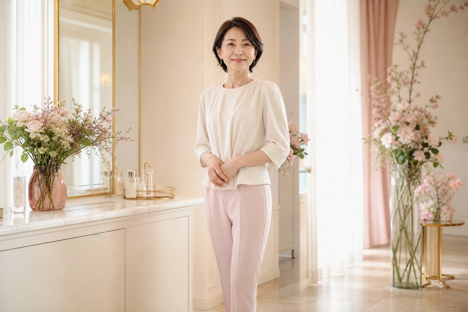 美しい姿勢で立つ女性